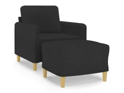 Sillón con taburete tela negro 60 cm