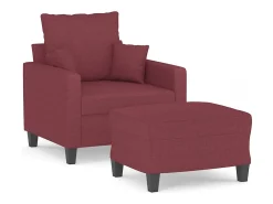 Sillón con taburete tela rojo tinto 60 cm