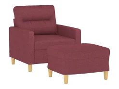 Sillón con taburete tela rojo tinto 60 cm