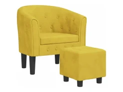 Sillón con taburete terciopelo amarillo