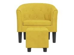 Sillón con taburete terciopelo amarillo