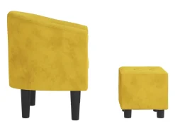 Sillón con taburete terciopelo amarillo