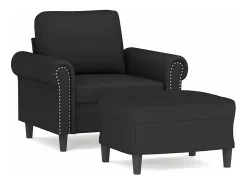 Sillón con taburete terciopelo negro 60 cm ES361366