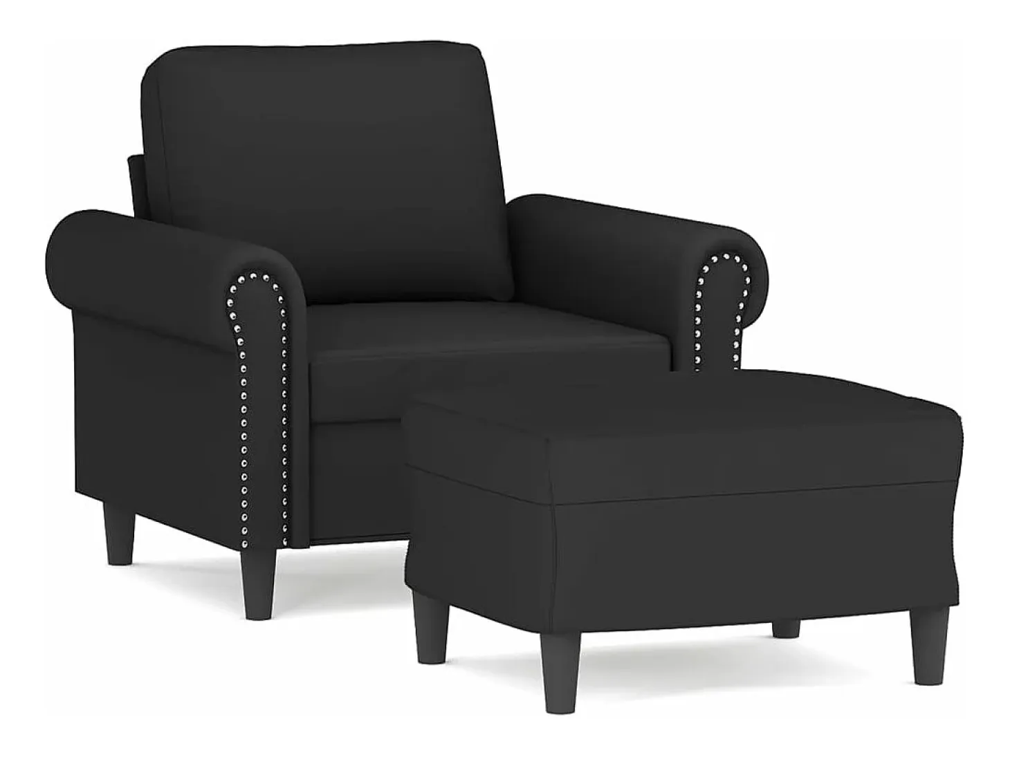 Sillón con taburete terciopelo negro 60 cm ES361366