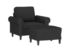Sillón con taburete terciopelo negro 60 cm ES361366
