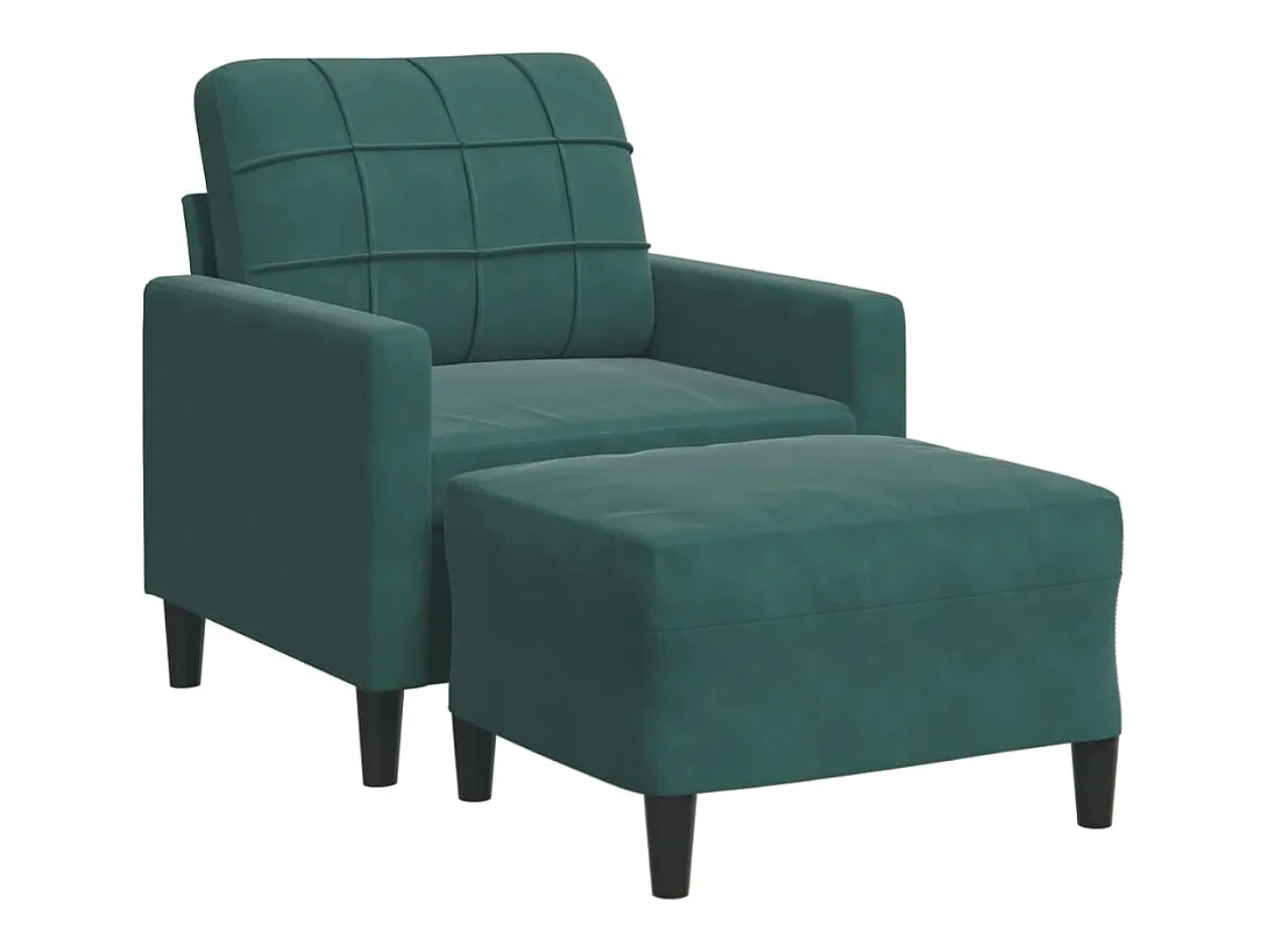 Sillón con taburete terciopelo verde oscuro 60 cm
