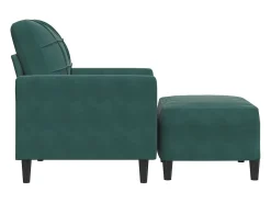Sillón con taburete terciopelo verde oscuro 60 cm