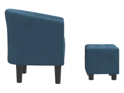 Sillón con taburete terciopelo azul oscuro