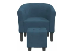 Sillón con taburete terciopelo azul oscuro