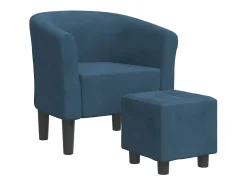 Sillón con taburete terciopelo azul oscuro