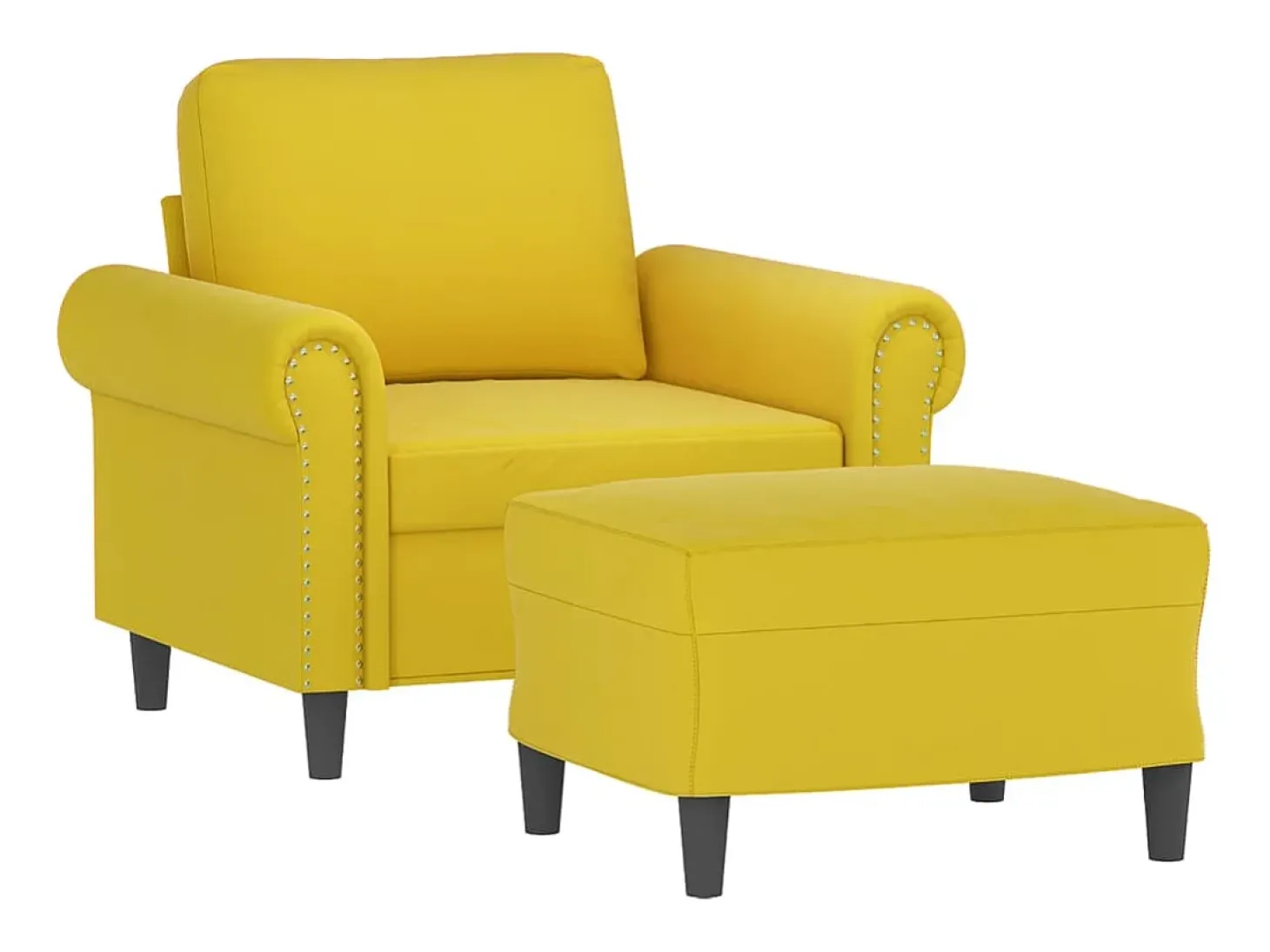 Sillón con taburete terciopelo amarillo 60 cm