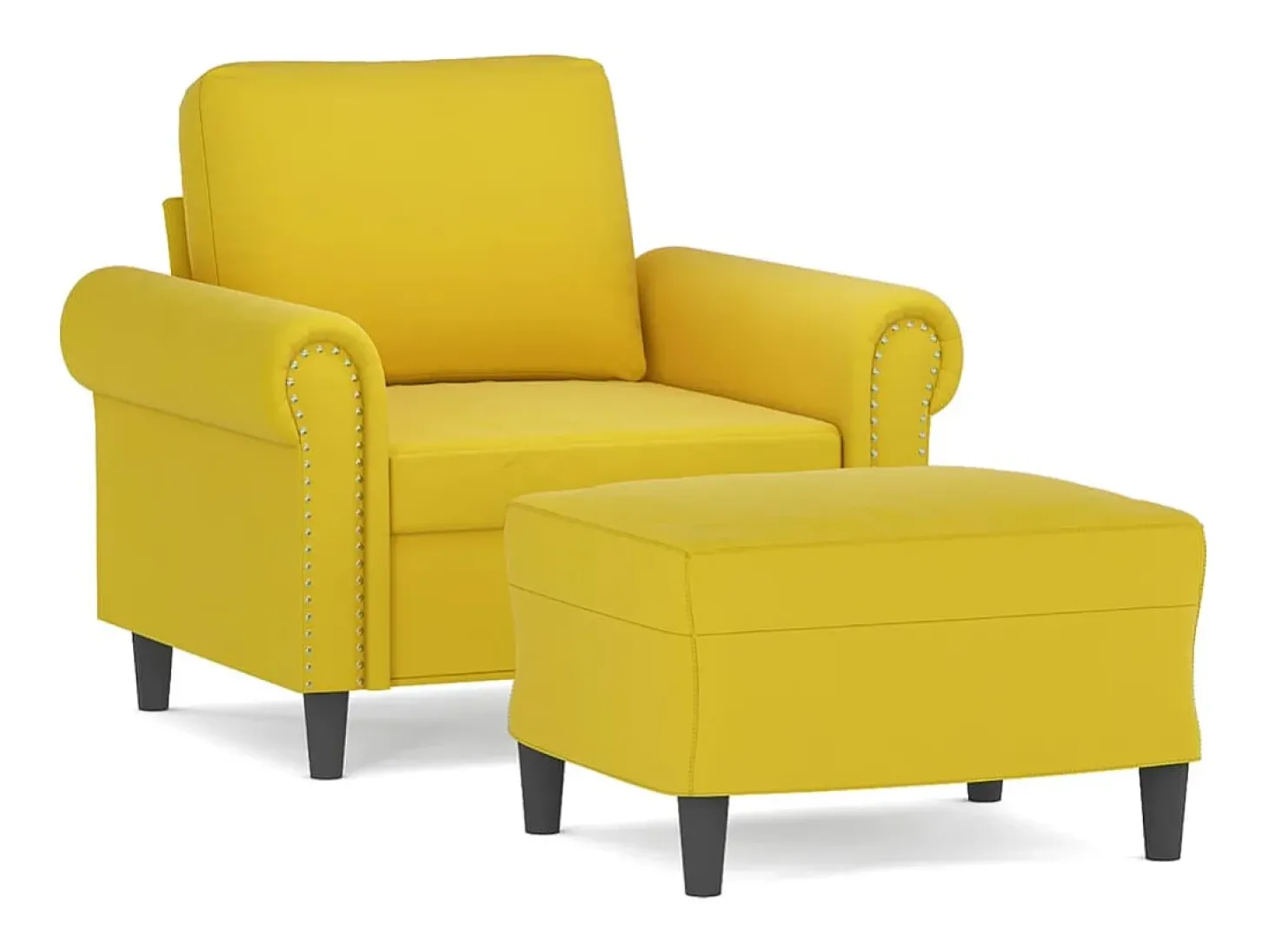 Sillón con taburete terciopelo amarillo 60 cm