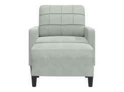 Sillón con taburete terciopelo gris claro 60 cm