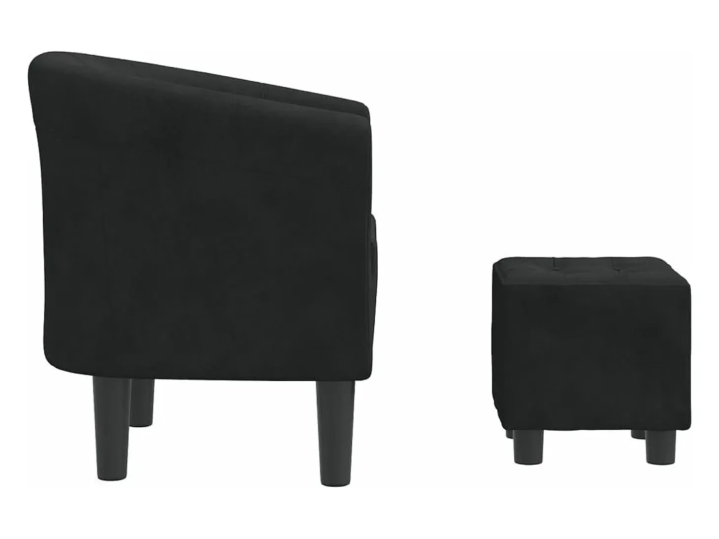 Sillón con taburete terciopelo negro