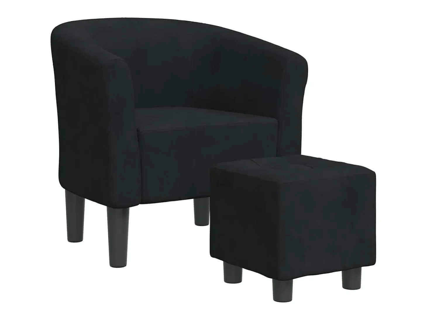 Sillón con taburete terciopelo negro