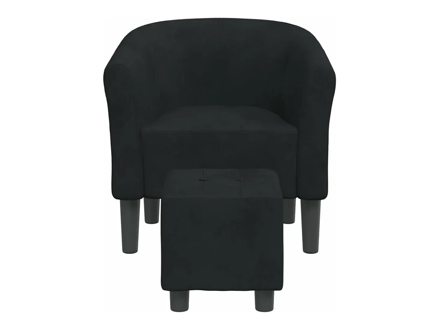 Sillón con taburete terciopelo negro