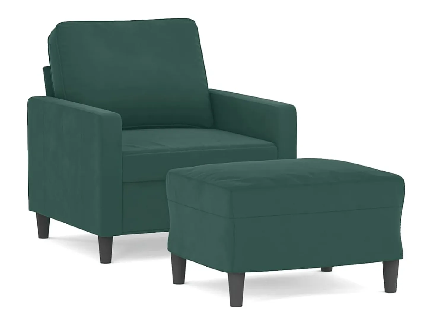 Sillón con taburete terciopelo verde oscuro 60 cm