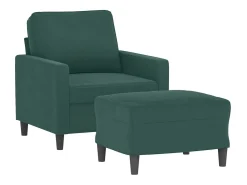 Sillón con taburete terciopelo verde oscuro 60 cm