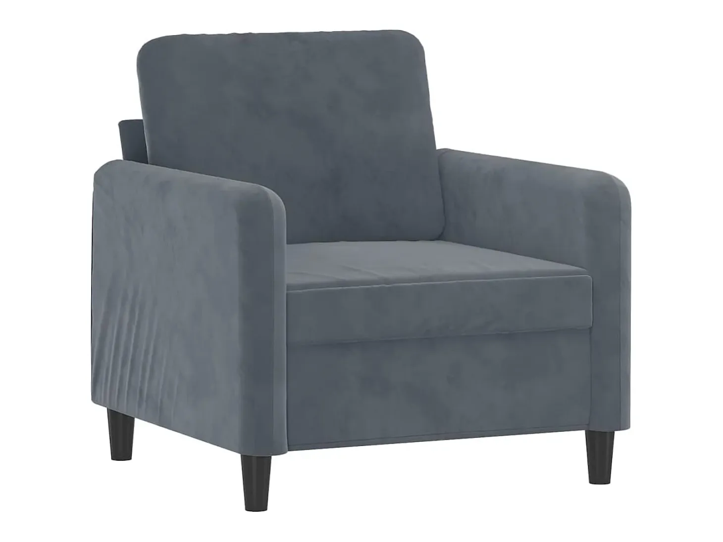 Sillón con taburete terciopelo gris oscuro 60 cm