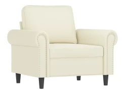 Sillón con taburete terciopelo crema 60 cm