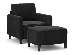 Sillón con taburete terciopelo negro 60 cm ES969140