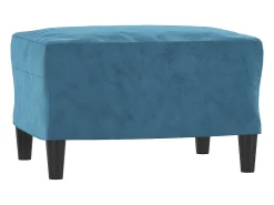 Sillón con taburete terciopelo azul 60 cm