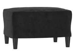 Sillón con taburete terciopelo negro 60 cm