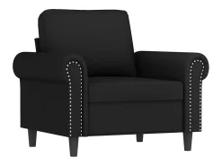 Sillón con taburete terciopelo negro 60 cm