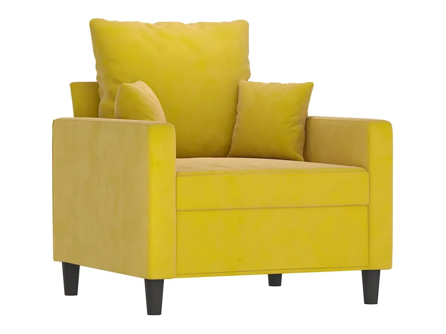 Sillón con taburete terciopelo amarillo 60 cm