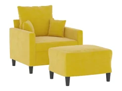Sillón con taburete terciopelo amarillo 60 cm