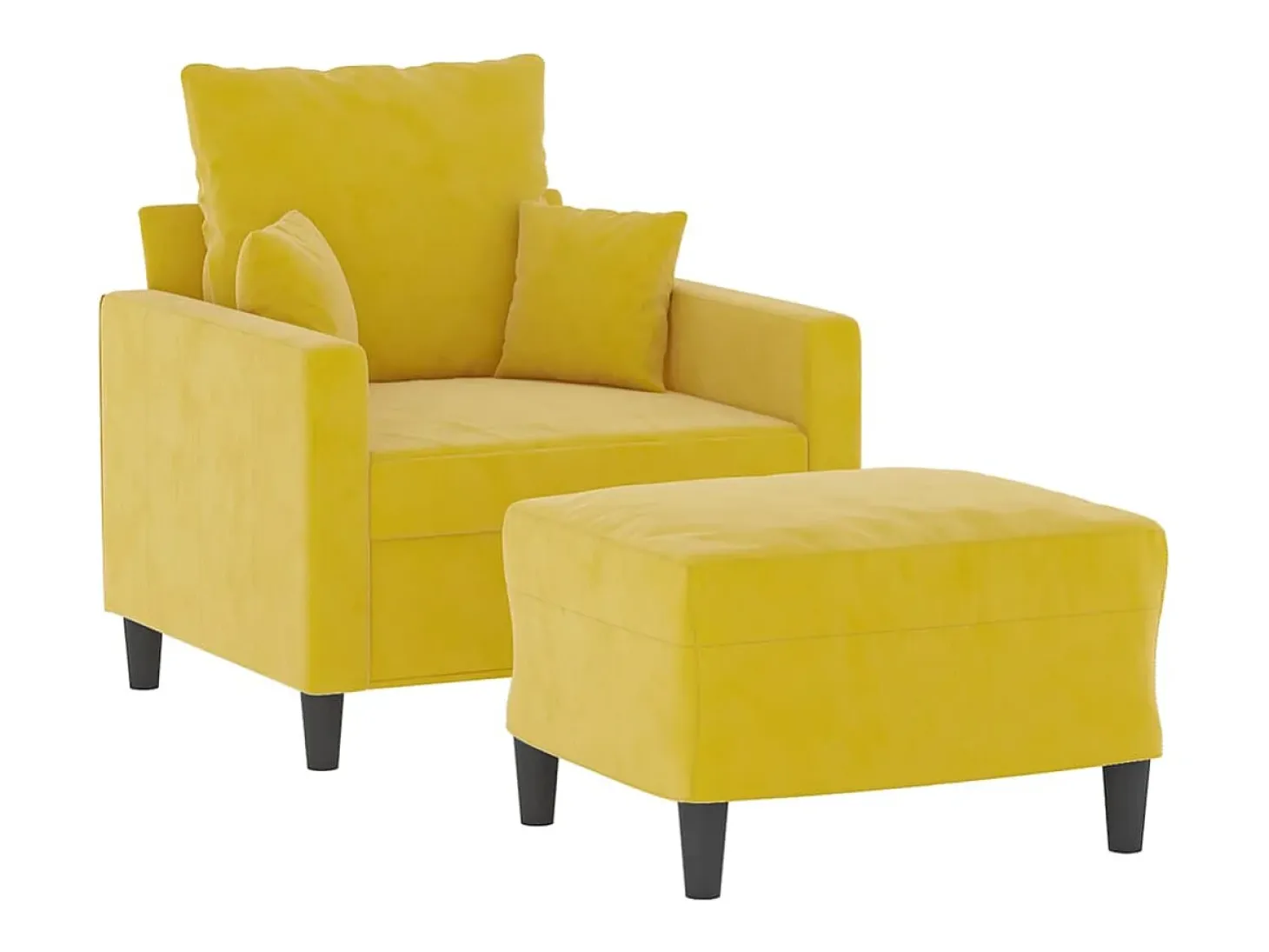 Sillón con taburete terciopelo amarillo 60 cm