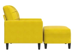 Sillón con taburete terciopelo amarillo 60 cm