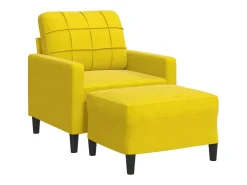 Sillón con taburete terciopelo amarillo 60 cm