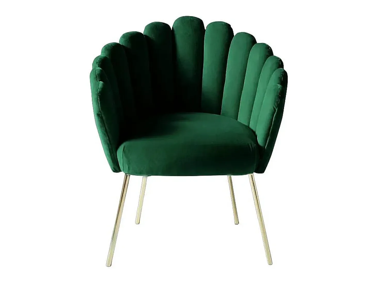 Sillón concha butaca diseño moderno terciopelo patas doradas Calicis - Verde oscuro