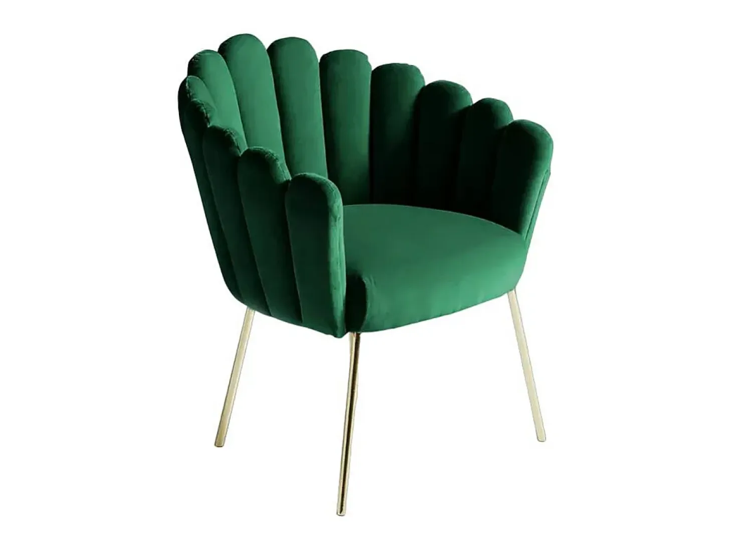 Sillón concha butaca diseño moderno terciopelo patas doradas Calicis - Verde oscuro