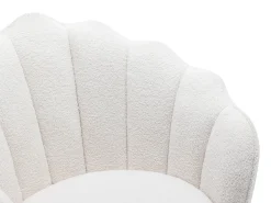Sillón concha de tela bouclé blanco patas de metal LALEA