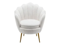 Sillón concha de tela bouclé blanco patas de metal LALEA
