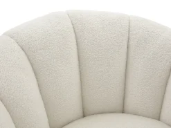 Sillón concha giratorio en tela bouclé color blanco COSSATO