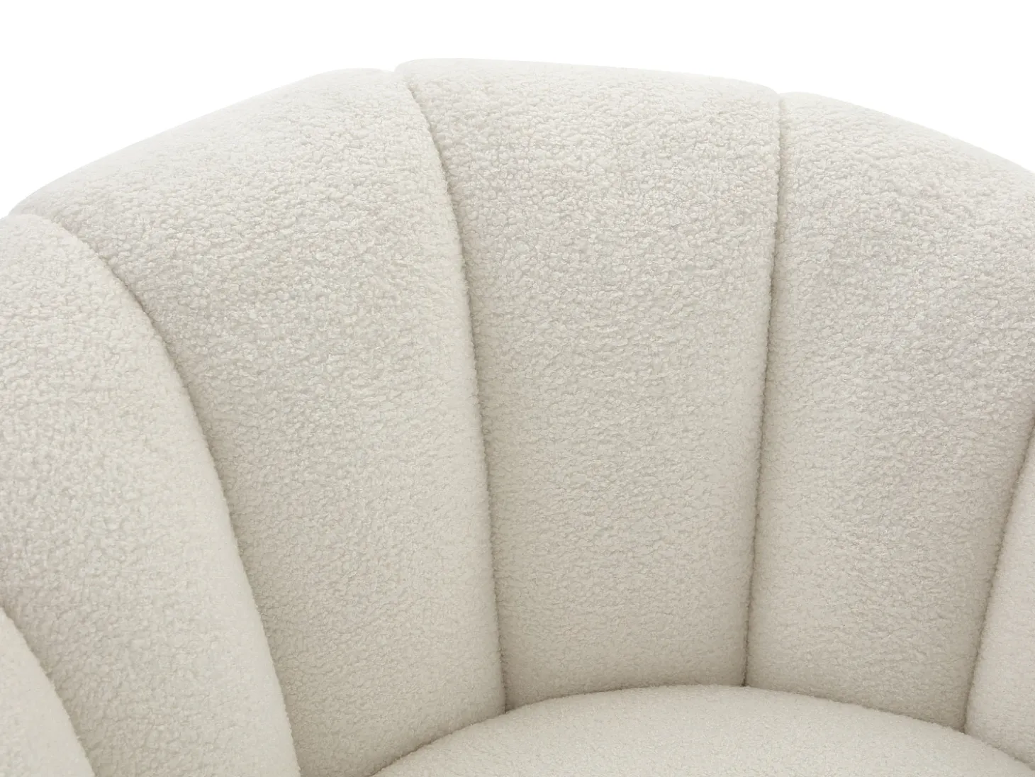 Sillón concha giratorio en tela bouclé color blanco COSSATO