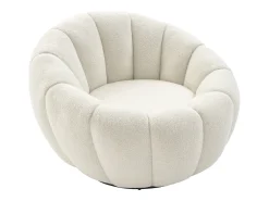 Sillón concha giratorio en tela bouclé color blanco COSSATO