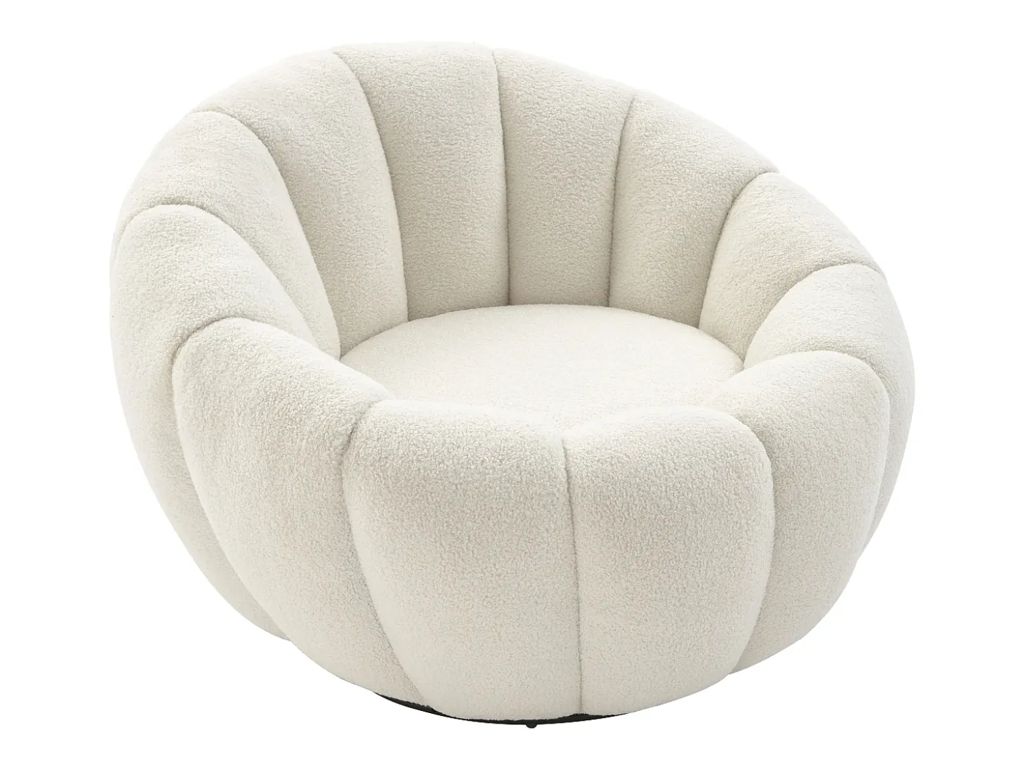 Sillón concha giratorio en tela bouclé color blanco COSSATO