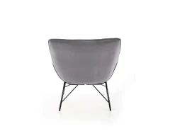 Sillón contemporáneo de terciopelo gris con patas de metal negro de diseño BRIAC
