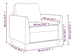 Sillón cuero sintético crema 60 cm