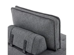 Sillón de 1 plaza en lino gris oscuro con respaldo acolchado - Estilo moderno - Para dormitorio o salón