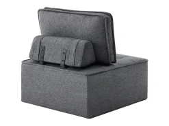 Sillón de 1 plaza en lino gris oscuro con respaldo acolchado - Estilo moderno - Para dormitorio o salón
