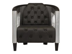 Sillón de aviador de cuero auténtico negro