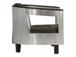 Sillón de aviador de cuero auténtico negro