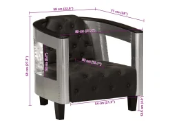 Sillón de aviador de cuero auténtico negro