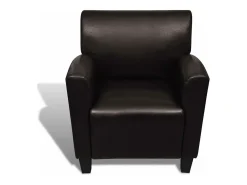 Sillón de cuero artificial marrón oscuro