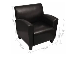 Sillón de cuero artificial marrón oscuro